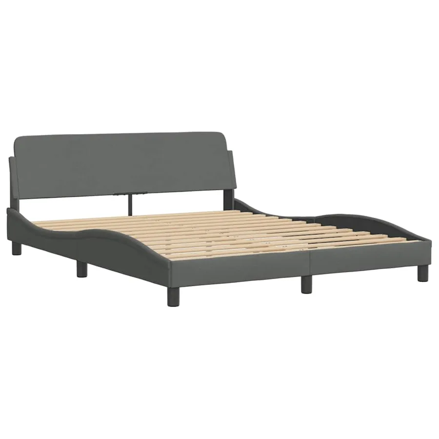 Cadre de lit avec LED sans matelas gris foncé 160x200 cm tissu - 7