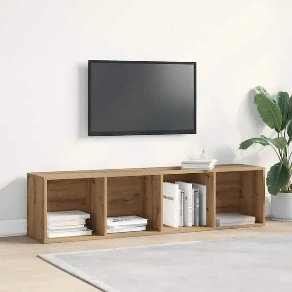 Meuble TV chêne artisanal 120x34x37 cm bois d'ingénierie