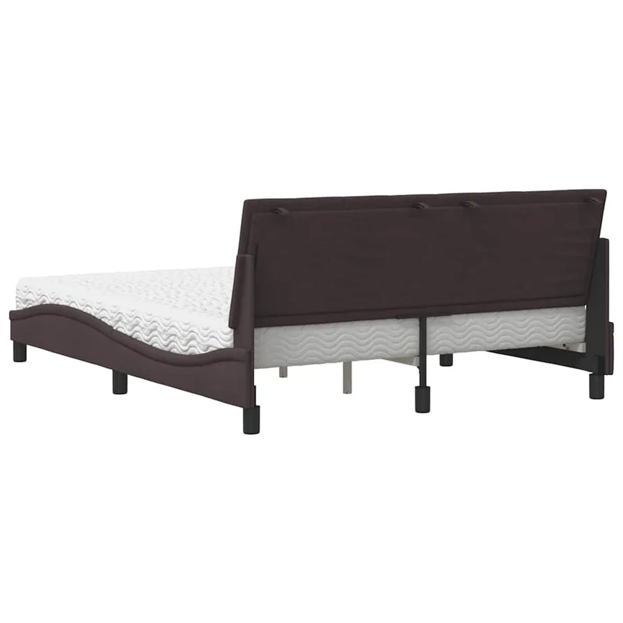 Lit avec matelas Hanko marron foncé 160x200 cm tissu - 7
