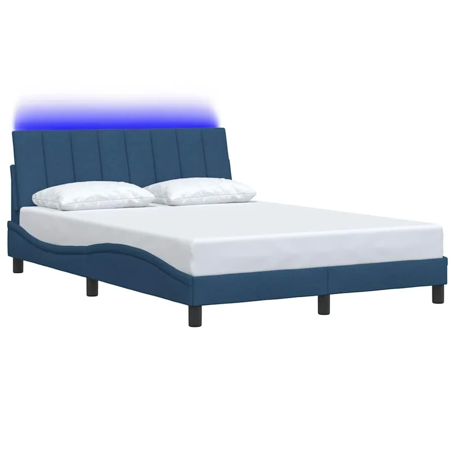 Cadre de lit sans matelas Hanko bleu 140x200 cm tissu - 3