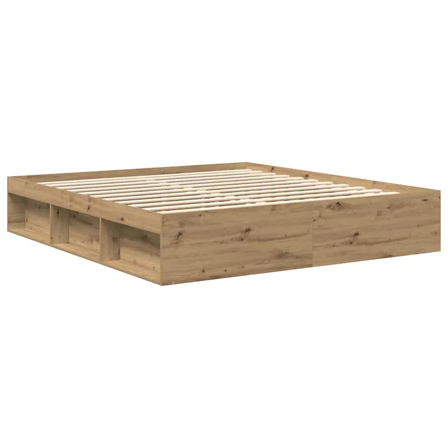 Cadre de lit sans matelas chêne artisanal 180x200 cm - 4