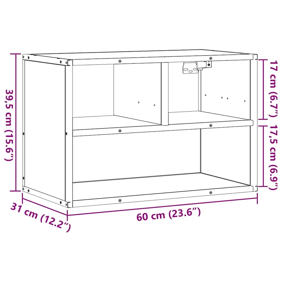 Meuble TV noir 60x31x39,5 cm bois d'ingénierie et métal - 11