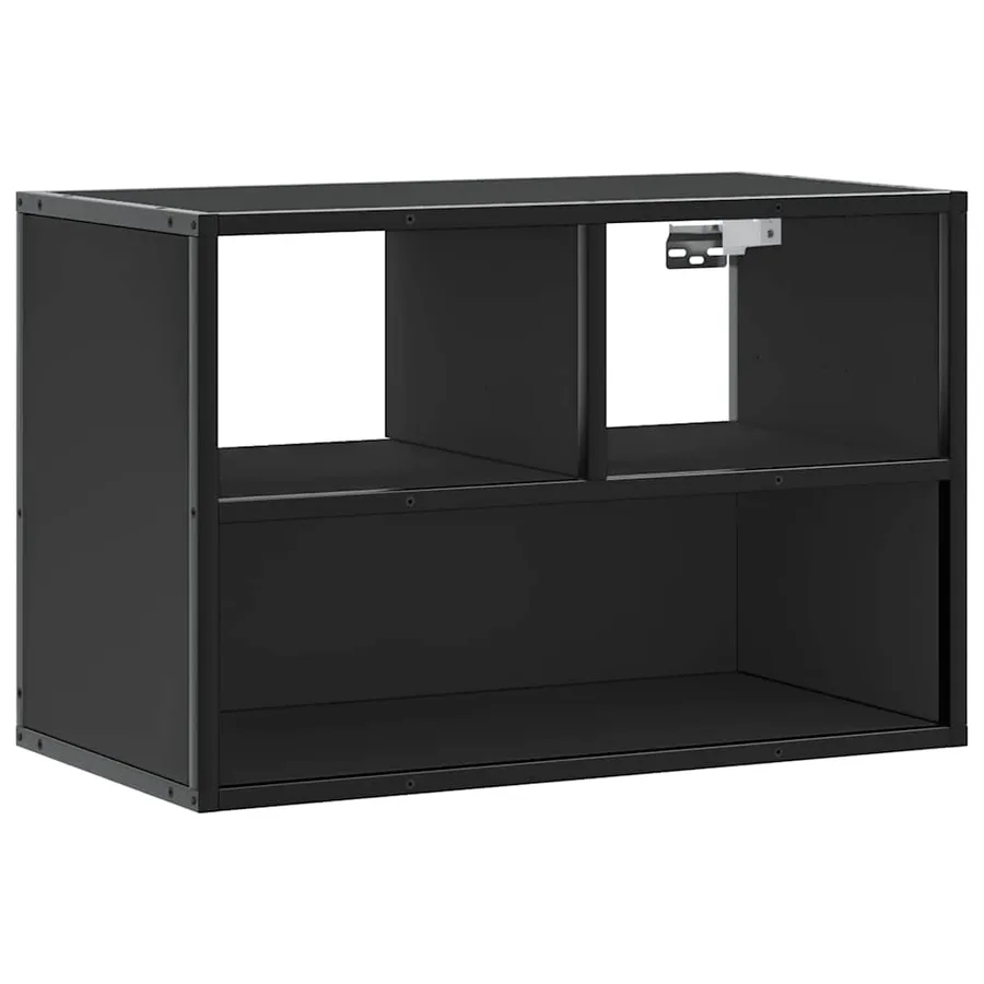 Meuble TV noir 60x31x39,5 cm bois d'ingénierie et métal - 2