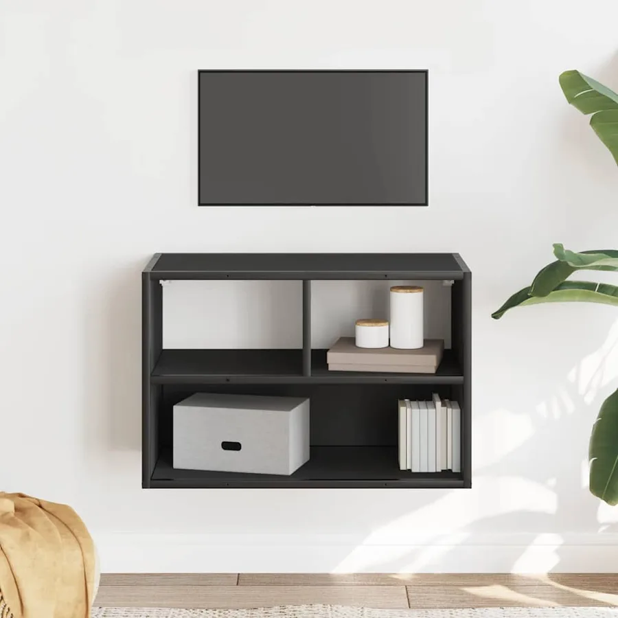 Meuble TV noir 60x31x39,5 cm bois d'ingénierie et métal - 3