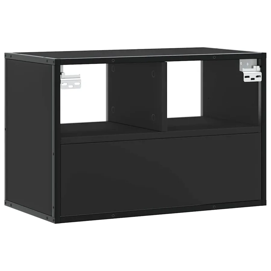Meuble TV noir 60x31x39,5 cm bois d'ingénierie et métal - 6