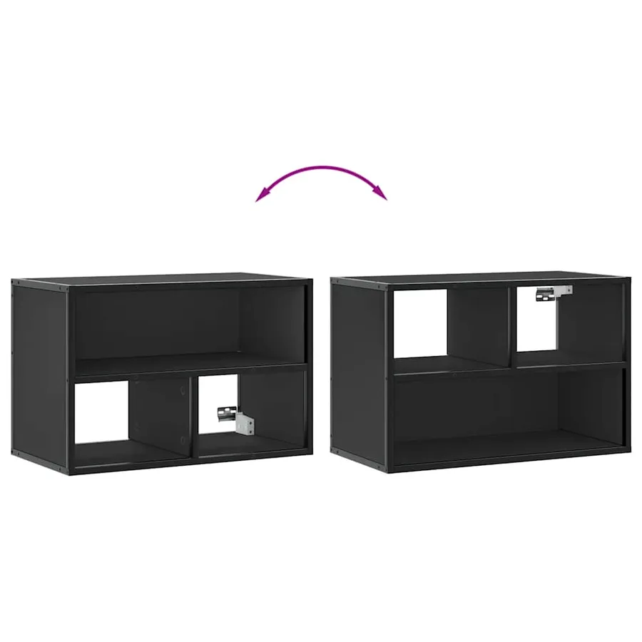 Meuble TV noir 60x31x39,5 cm bois d'ingénierie et métal - 7