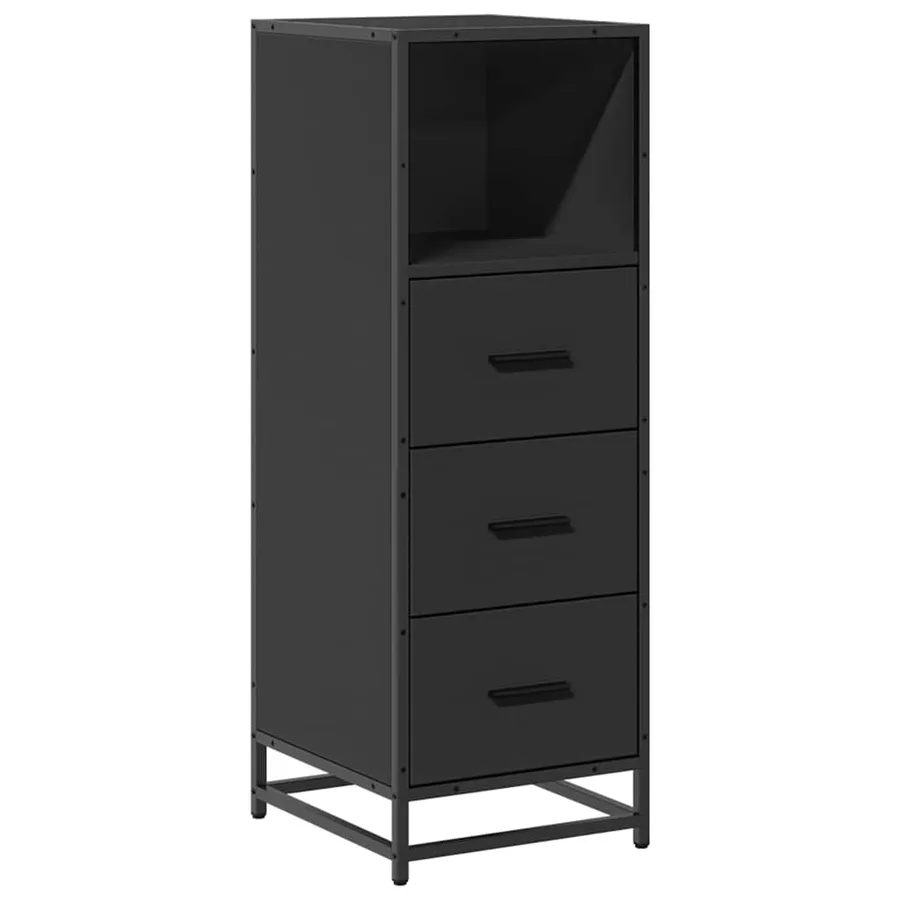Armoire de salle de bain noir 35x37,5x100 cm bois d'ingénierie - 2