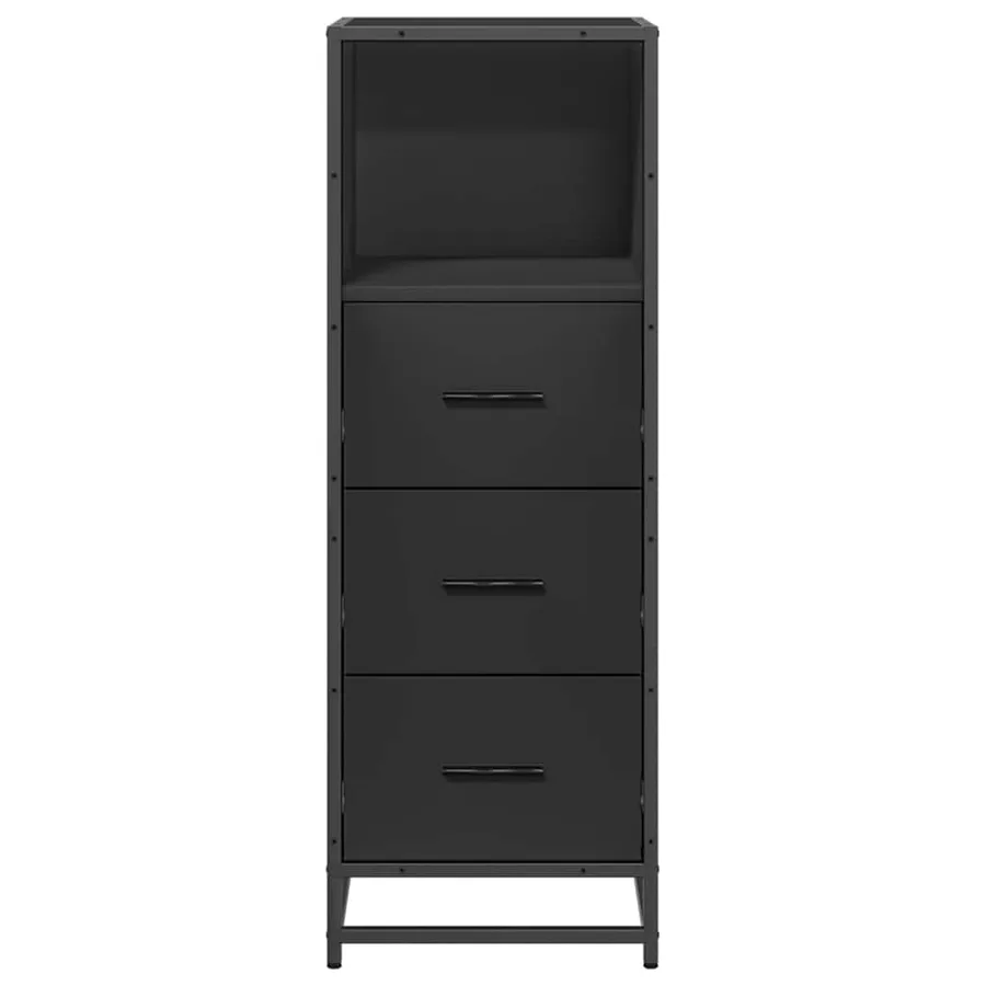 Armoire de salle de bain noir 35x37,5x100 cm bois d'ingénierie - 5