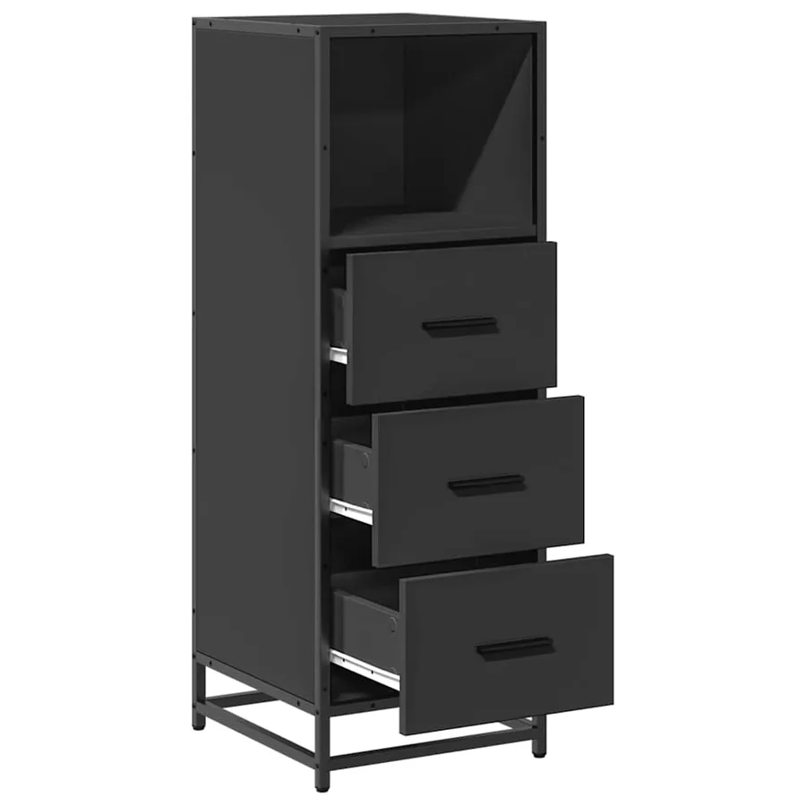 Armoire de salle de bain noir 35x37,5x100 cm bois d'ingénierie - 6