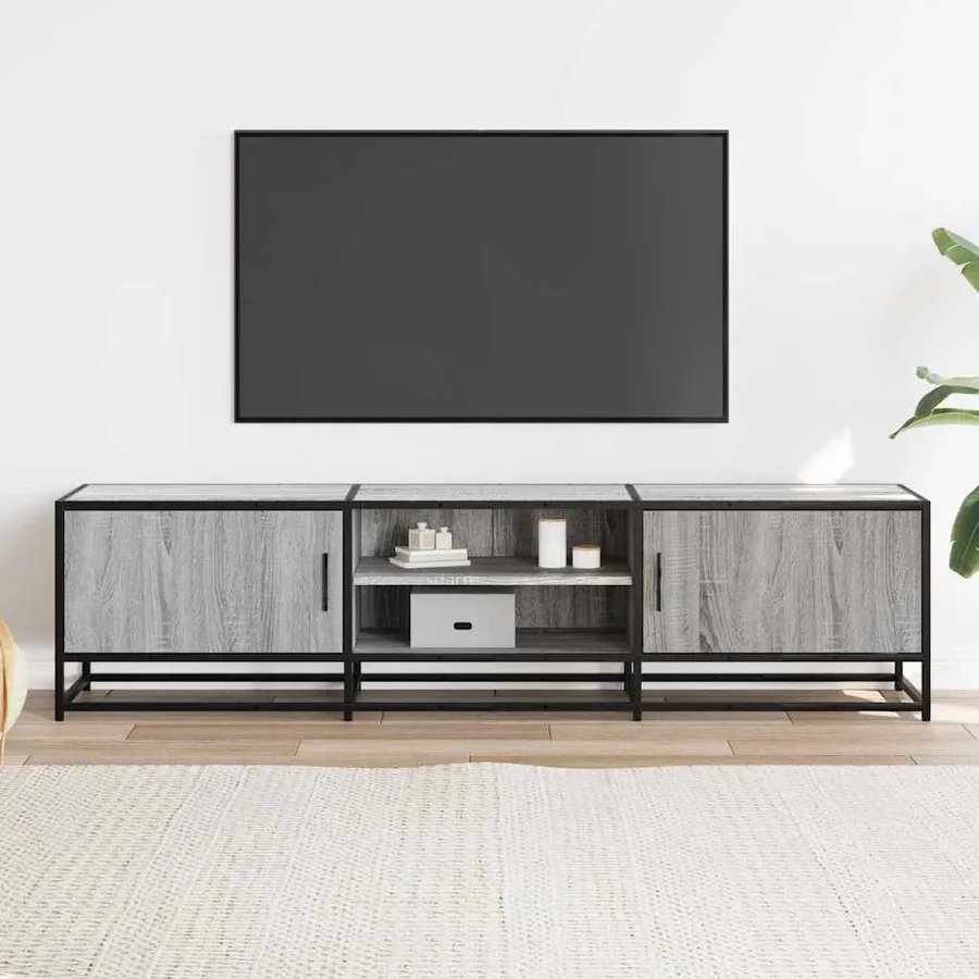 Meuble TV sonoma gris 160x35x41 cm bois d'ingénierie et métal - 3
