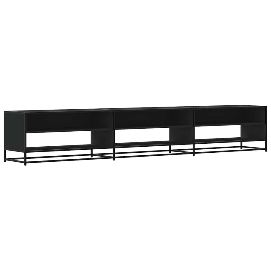 Meuble TV noir 270x40x46 cm bois d'ingénierie - 2
