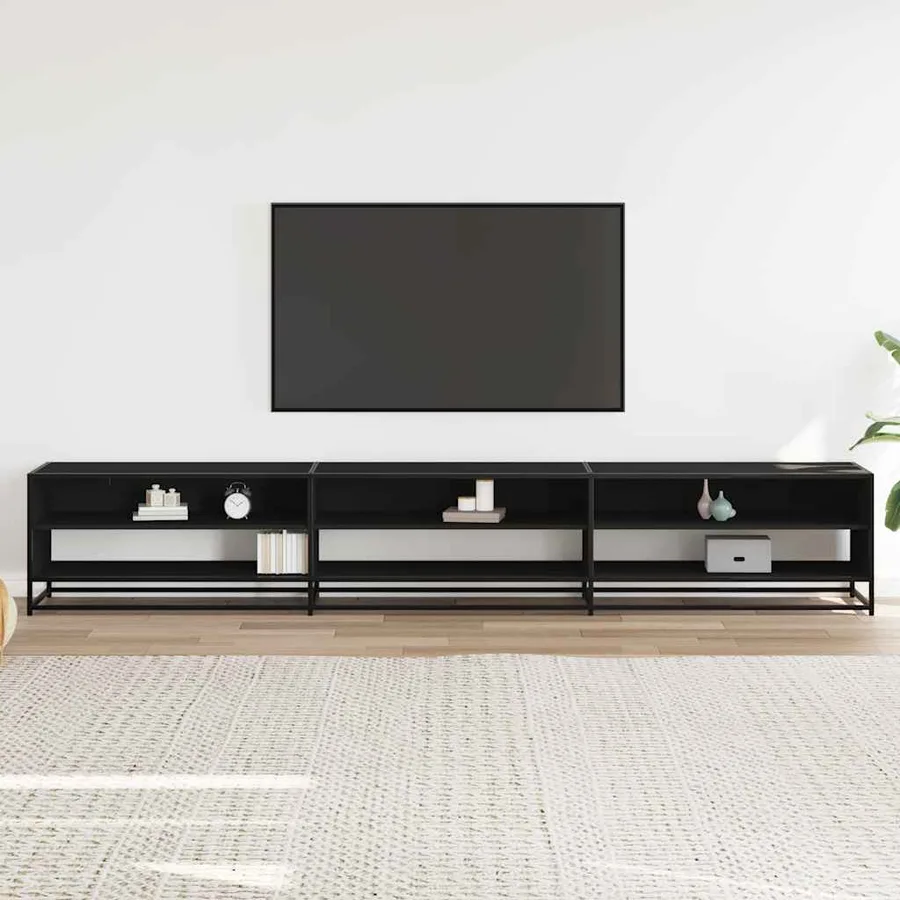 Meuble TV noir 270x40x46 cm bois d'ingénierie - 3