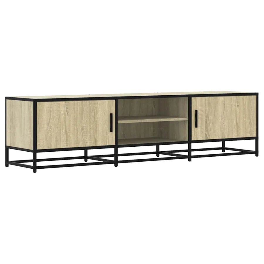 Meuble TV chêne sonoma 160x35x41 cm bois d'ingénierie et métal - 2