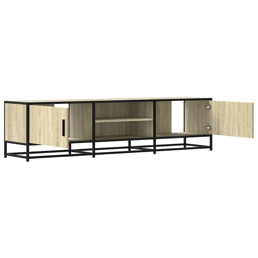 Meuble TV chêne sonoma 160x35x41 cm bois d'ingénierie et métal - 7