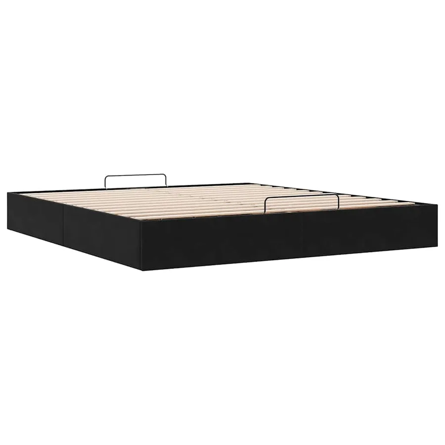 Cadre de lit ottoman avec matelas noir 180x200 cm velours - 6