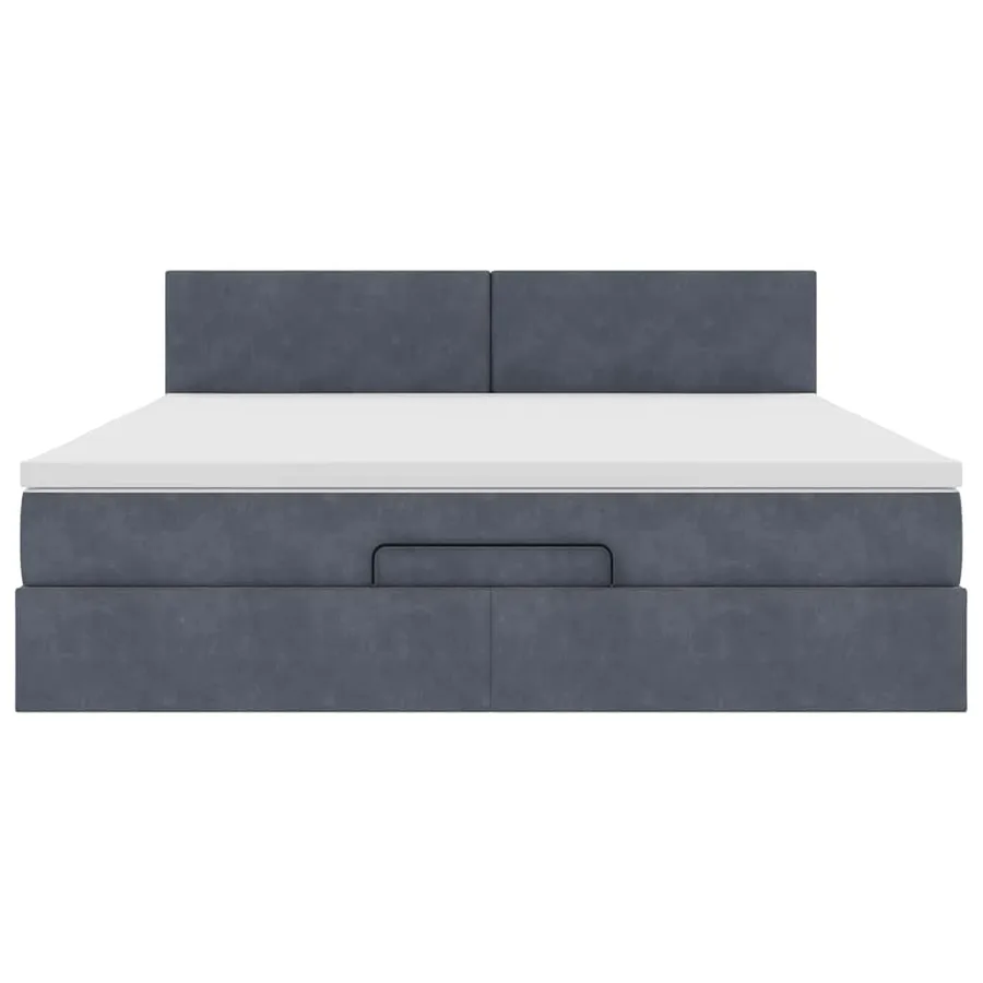 Cadre de lit ottoman avec matelas gris foncé 180x200 cm velours - 6