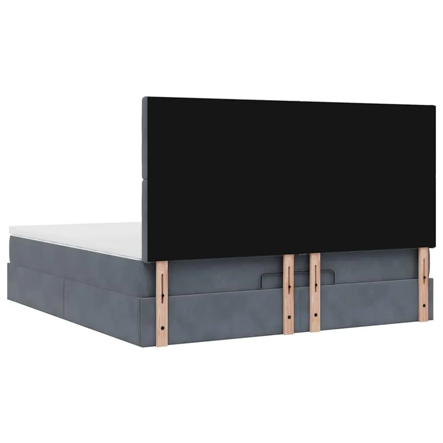 Cadre de lit ottoman avec matelas gris foncé 180x200cm velours - 10