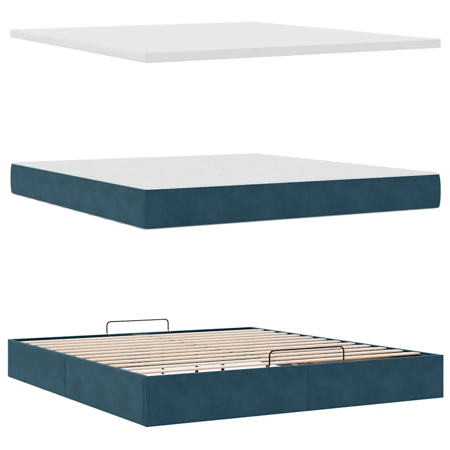 Cadre de lit ottoman avec matelas bleu foncé 180x200 cm velours - 11