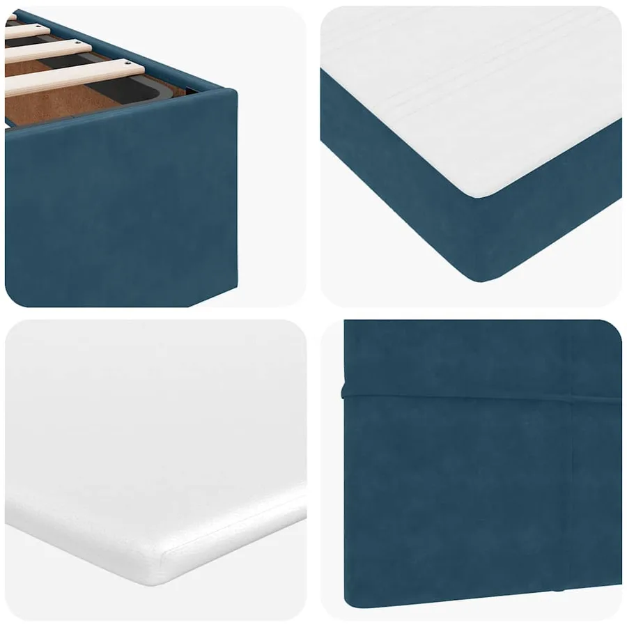 Cadre de lit ottoman avec matelas bleu foncé 180x200 cm velours - 14
