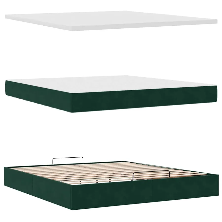 Cadre de lit ottoman avec matelas vert foncé 180x200 cm velours - 6