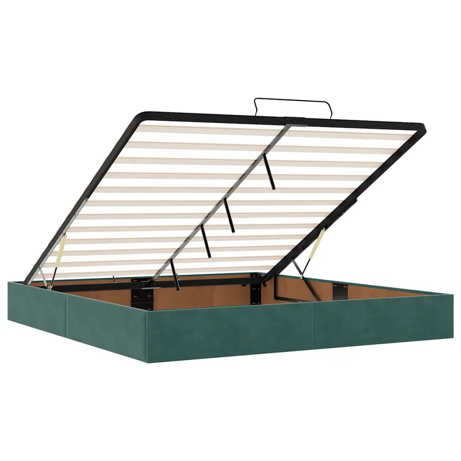 Cadre de lit ottoman avec matelas vert foncé 180x200cm velours - 11