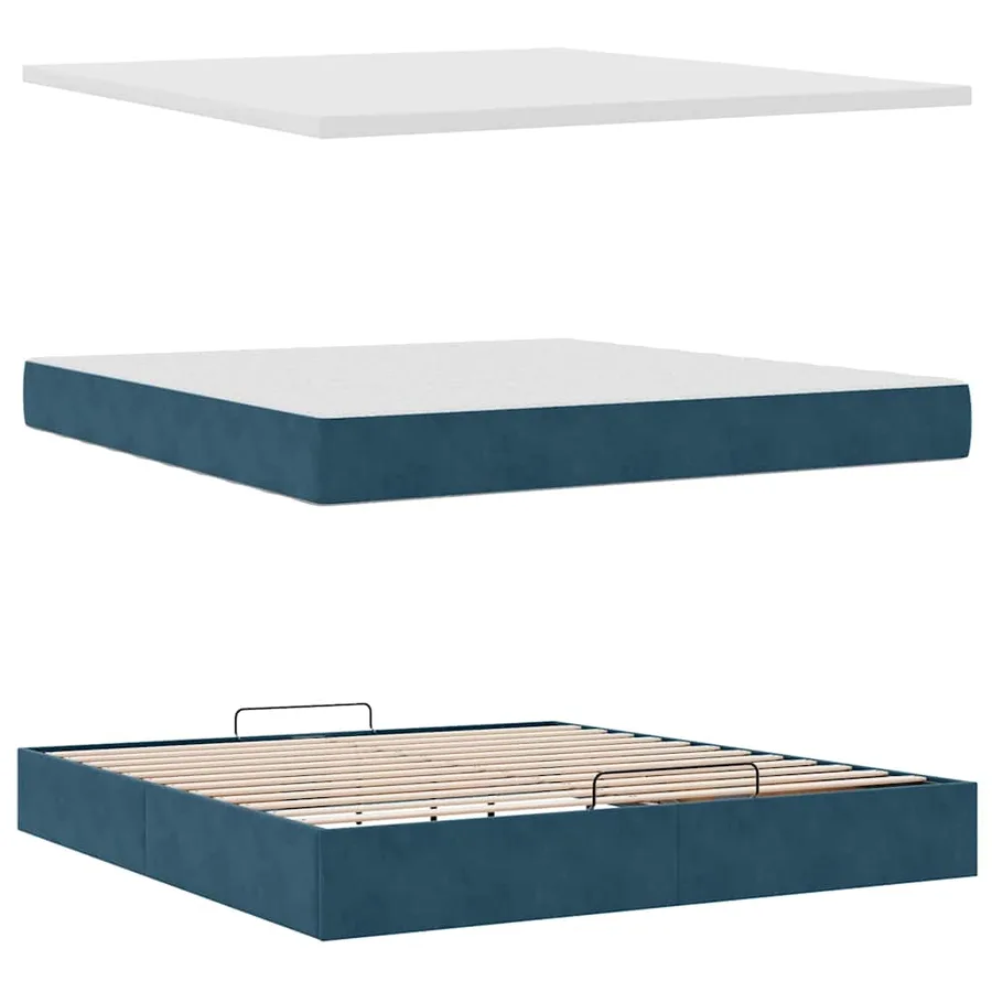Cadre de lit ottoman avec matelas bleu foncé 180x200 cm velours - 7