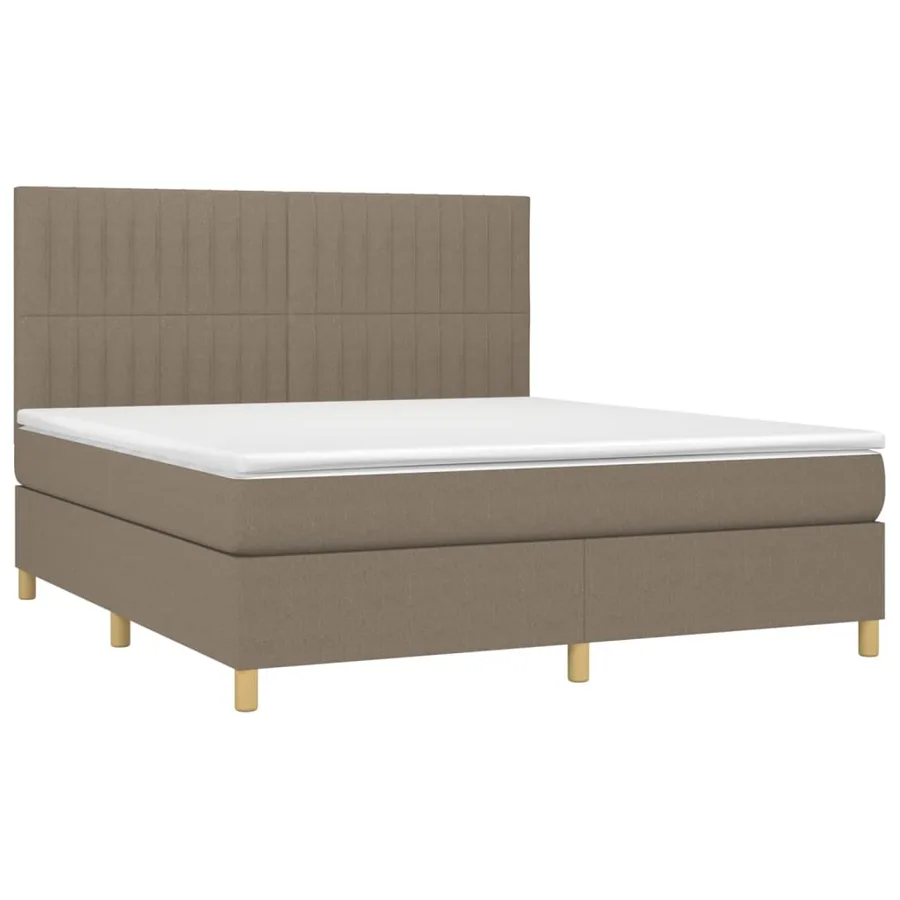 Sommier à lattes de lit et matelas et LED Taupe 160x200cm Tissu - 3