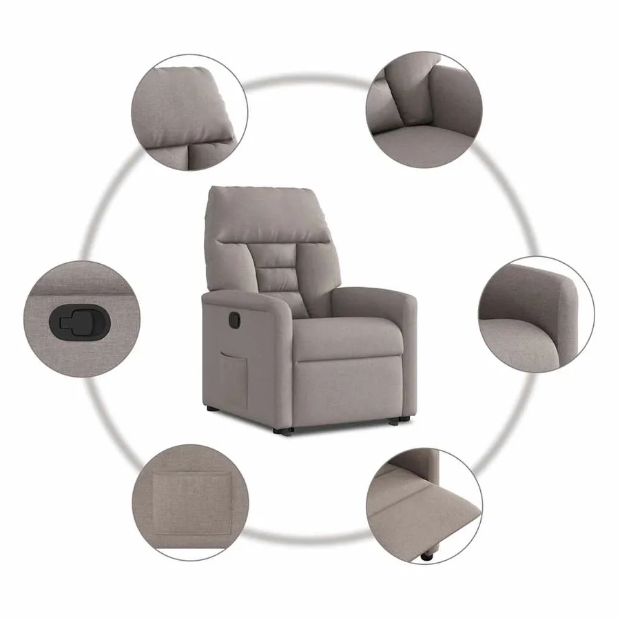 Fauteuil inclinable taupe tissu - 10