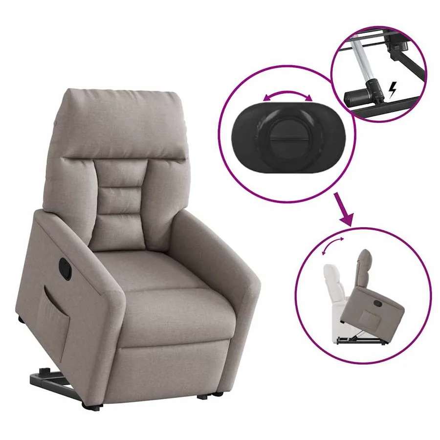 Fauteuil inclinable taupe tissu - 9