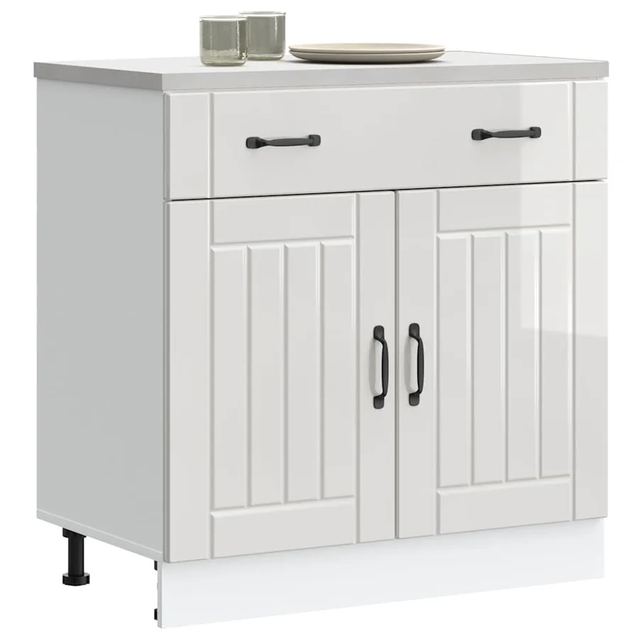 Armoire de cuisine Lucca blanc brillant bois ingénierie