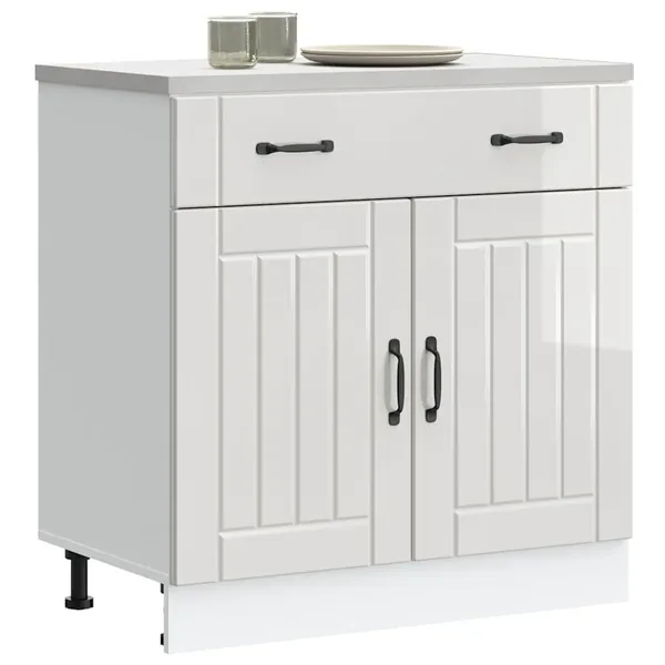 Armoire de cuisine Lucca blanc brillant bois ingénierie