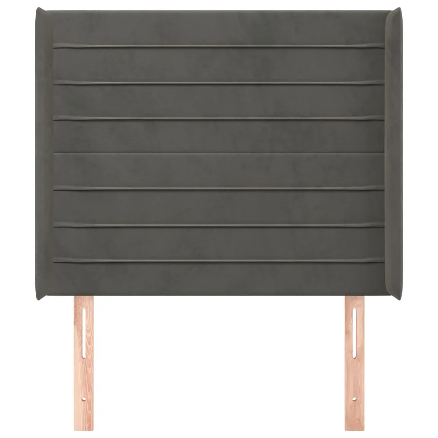 Tête de lit avec oreilles Gris foncé 83x16x118/128 cm Velours - 3