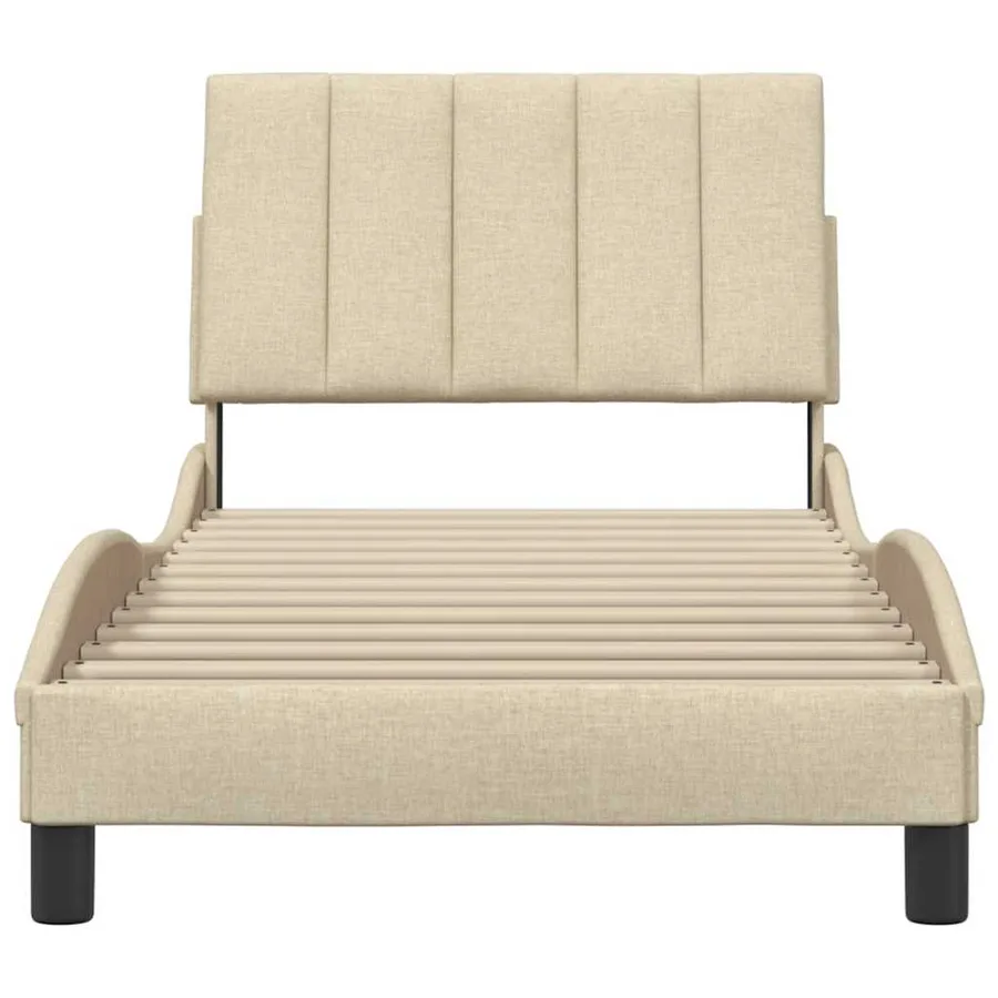 Cadre de lit sans matelas Hanko crème 90x190 cm tissu - 5