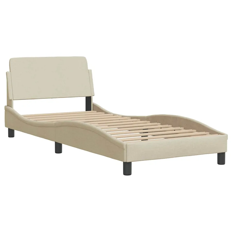 Cadre de lit sans matelas Hanko crème 90x190 cm tissu - 6