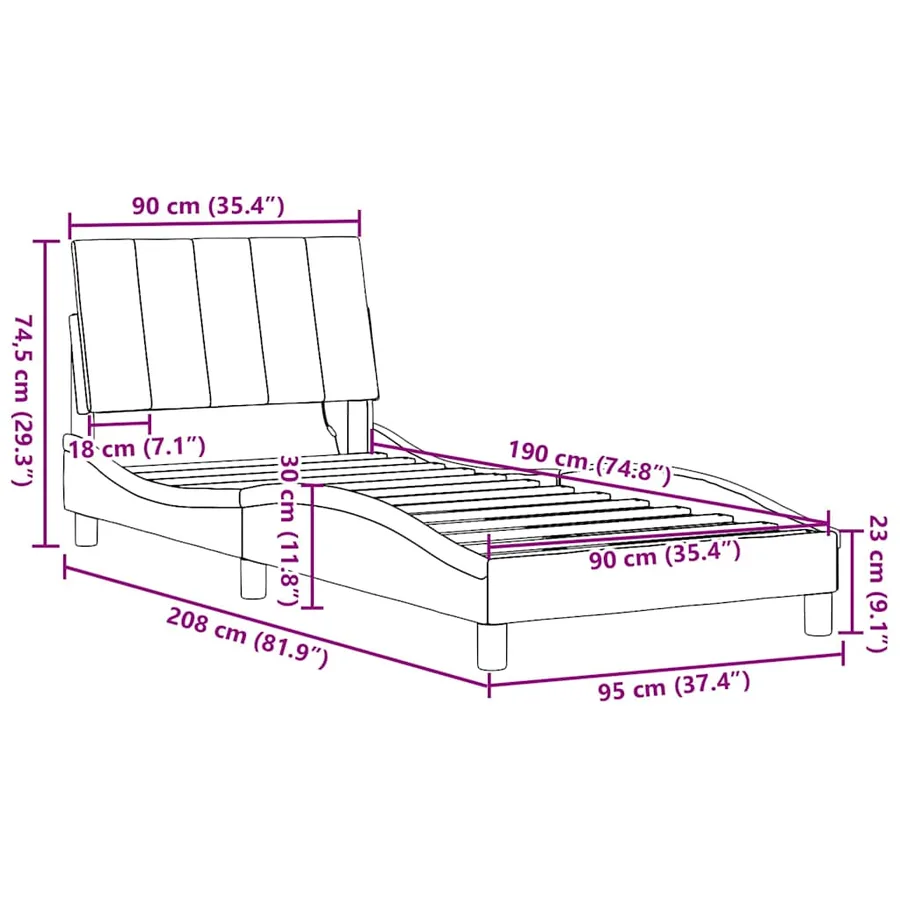 Cadre de lit sans matelas Hanko crème 90x190 cm tissu - 15