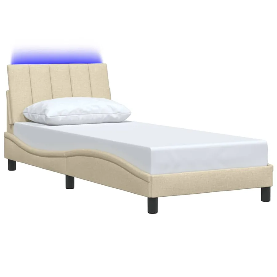 Cadre de lit sans matelas Hanko crème 90x190 cm tissu - 5