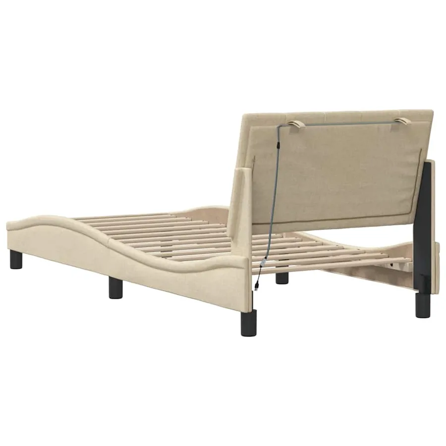 Cadre de lit sans matelas Hanko crème 90x190 cm tissu - 8