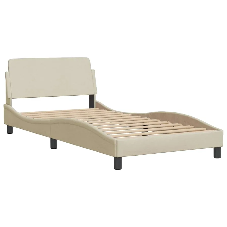 Cadre de lit sans matelas Hanko crème 100x200 cm tissu - 6