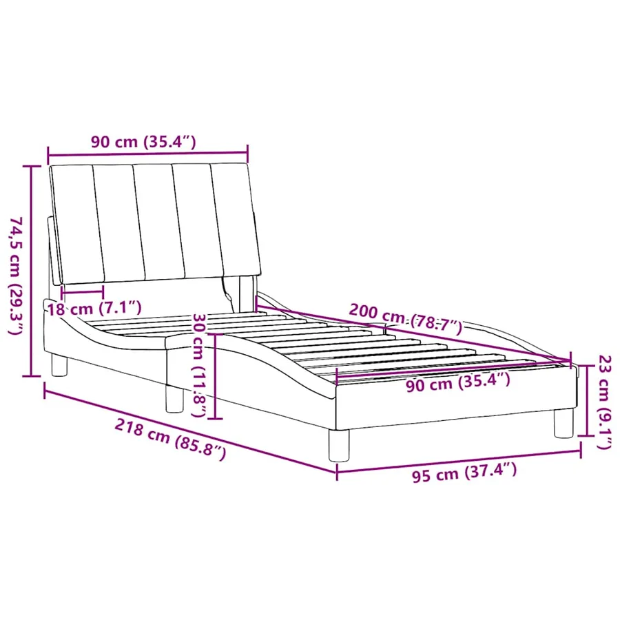 Cadre de lit sans matelas Hanko gris clair 90x200 cm tissu - 15