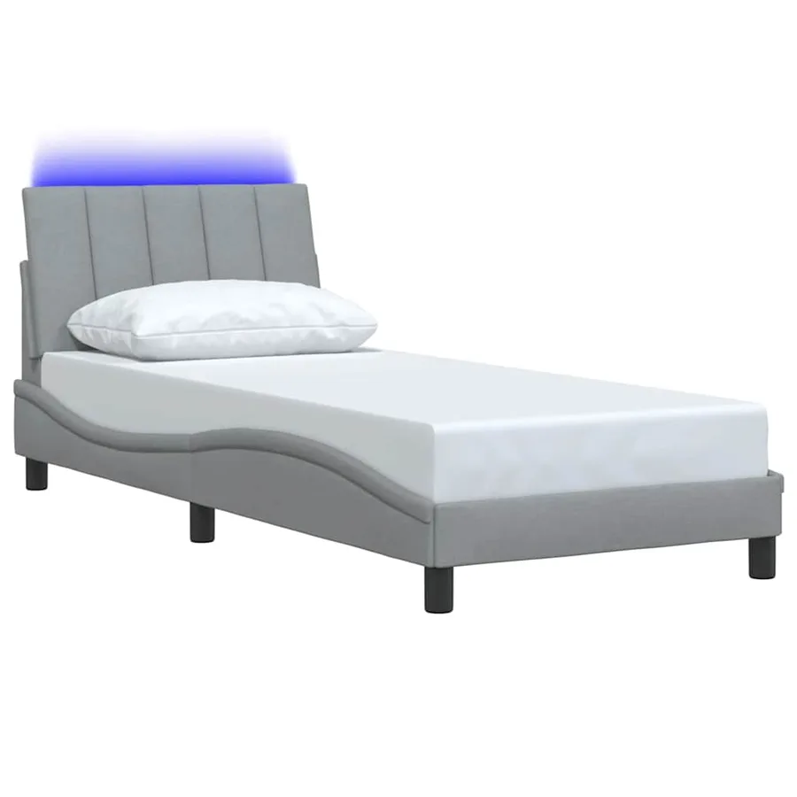 Cadre de lit sans matelas Hanko gris clair 90x200 cm tissu - 5