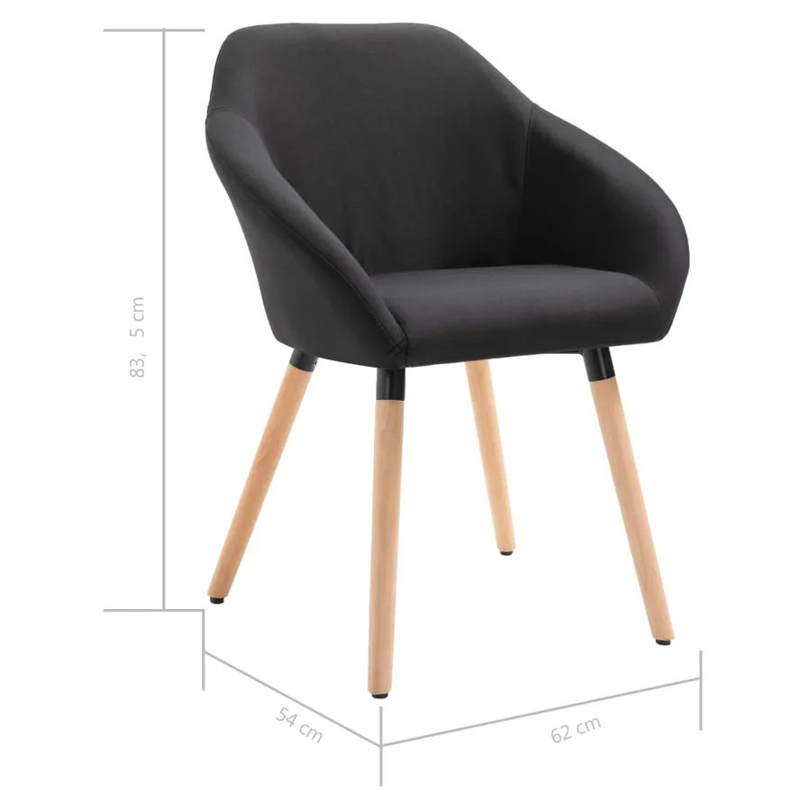 Chaises à manger lot de 4 noir tissu - 8