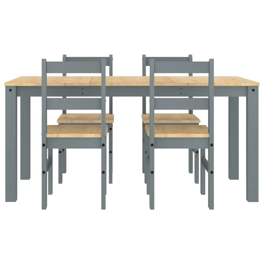 Ensemble à manger PANAMA 5 pcs gris bois de pin massif - 7