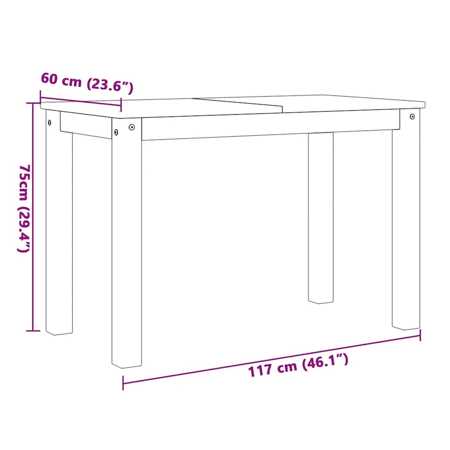 Ensemble à manger PANAMA 4 pcs gris bois de pin massif - 16