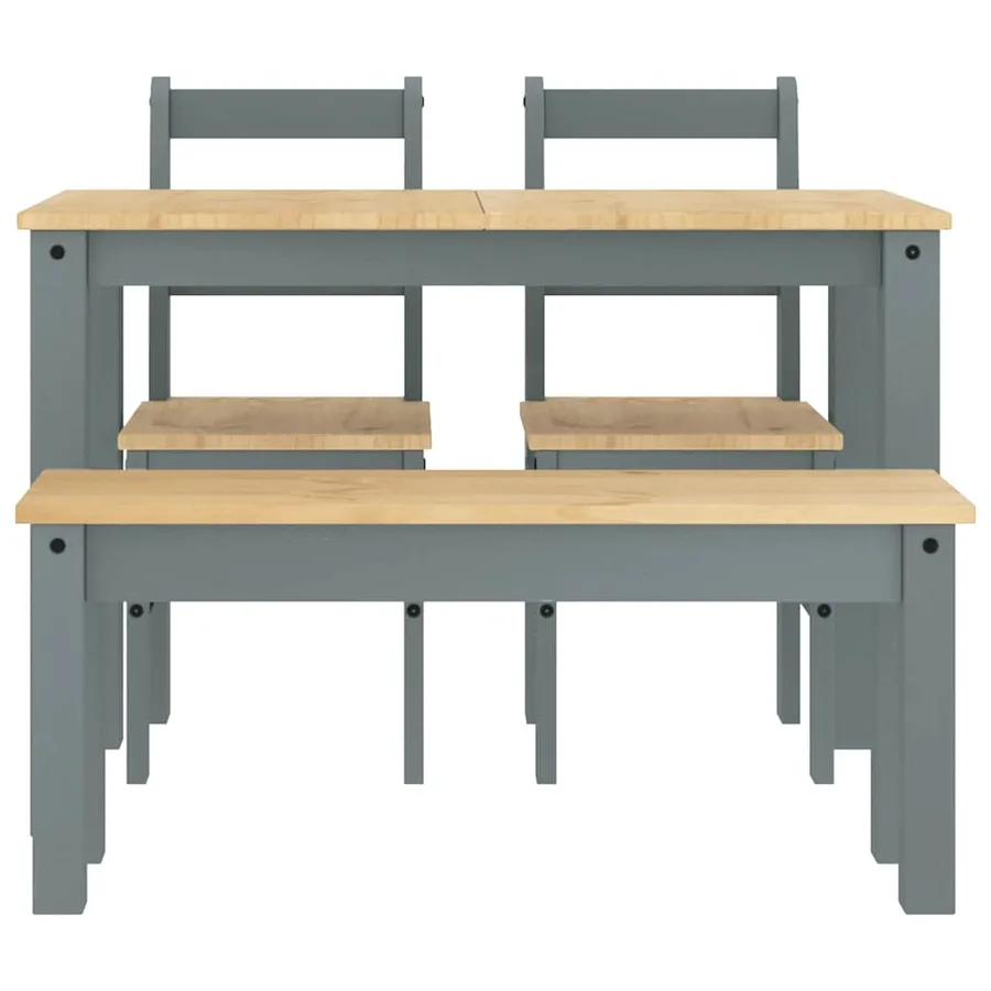 Ensemble à manger PANAMA 4 pcs gris bois de pin massif - 8