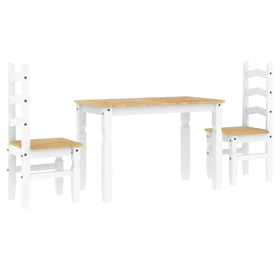 Ensemble à manger PANAMA 3 pcs blanc bois de pin massif - 2