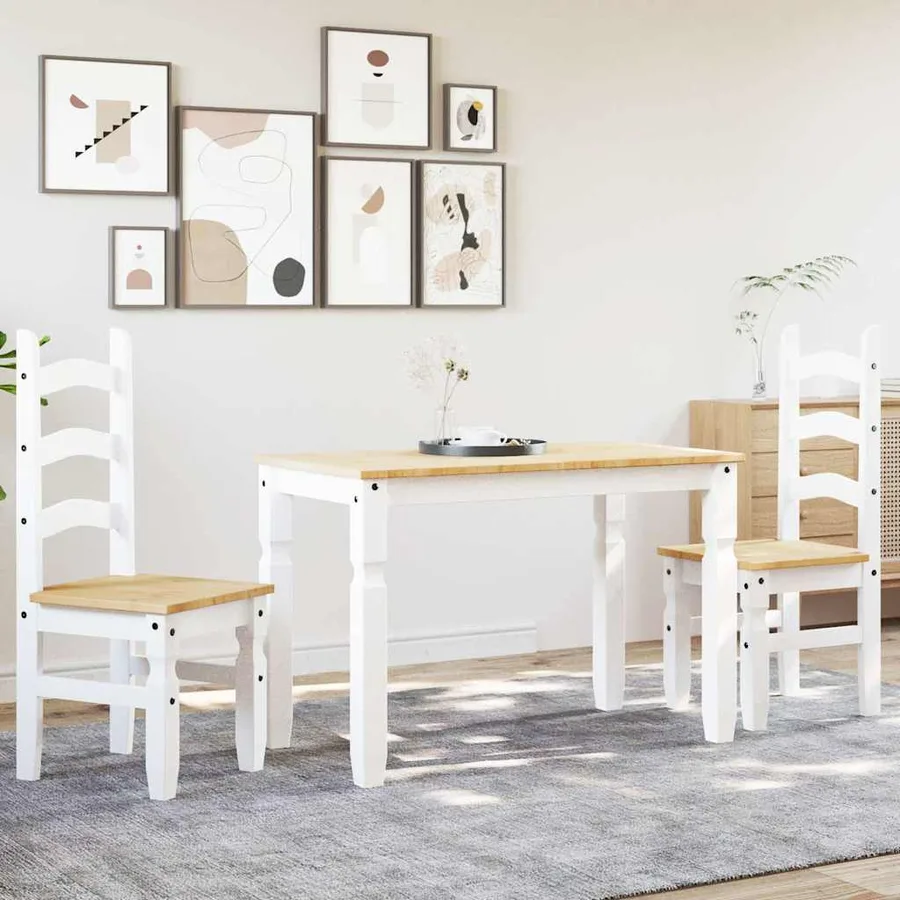 Ensemble à manger PANAMA 3 pcs blanc bois de pin massif - 3