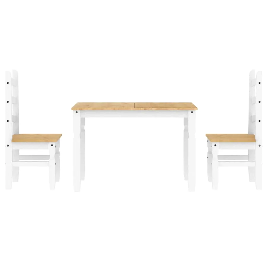 Ensemble à manger PANAMA 3 pcs blanc bois de pin massif - 7