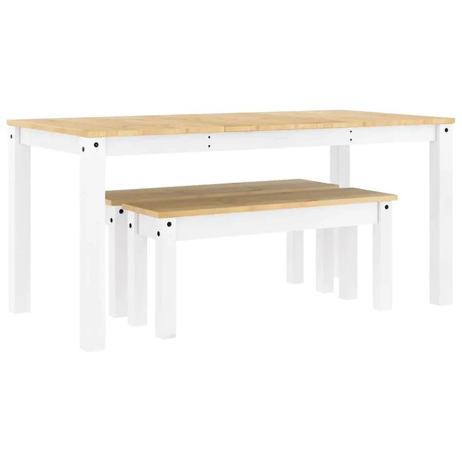 Ensemble à manger PANAMA 3 pcs blanc bois de pin massif - 2