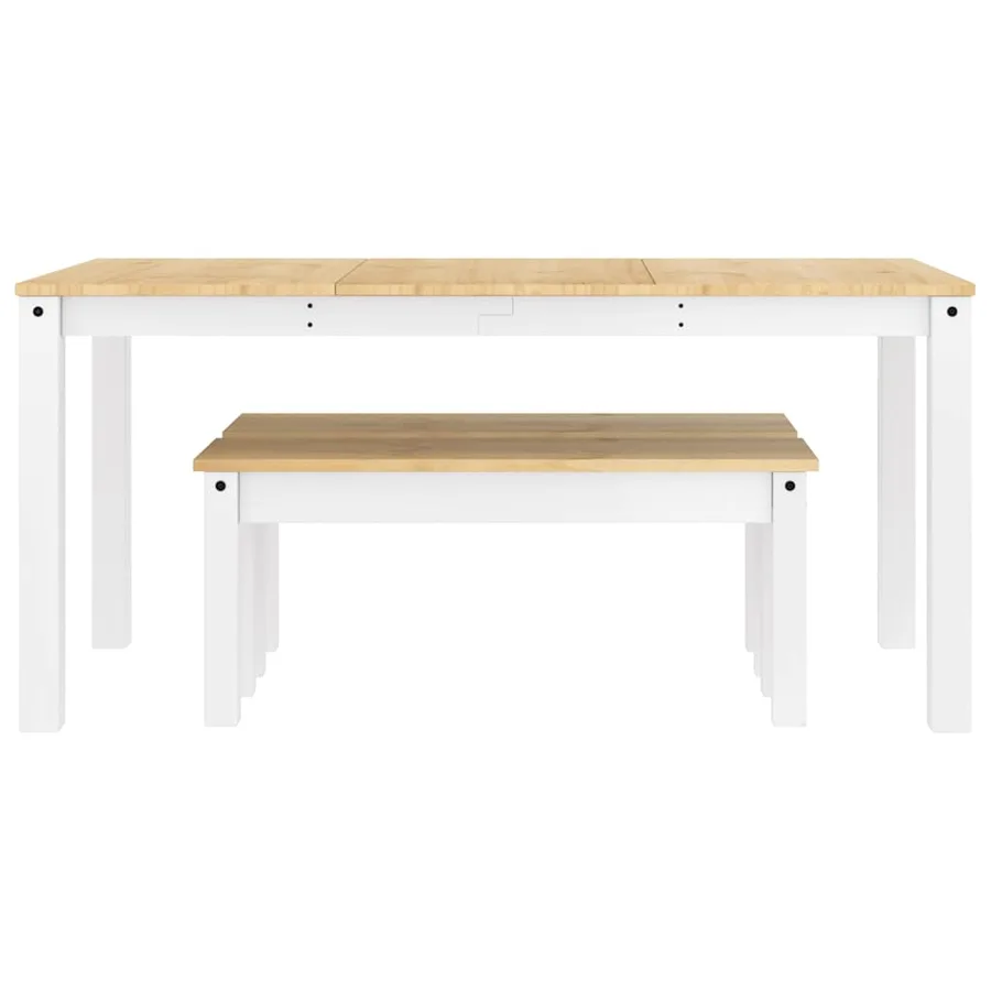 Ensemble à manger PANAMA 3 pcs blanc bois de pin massif - 7
