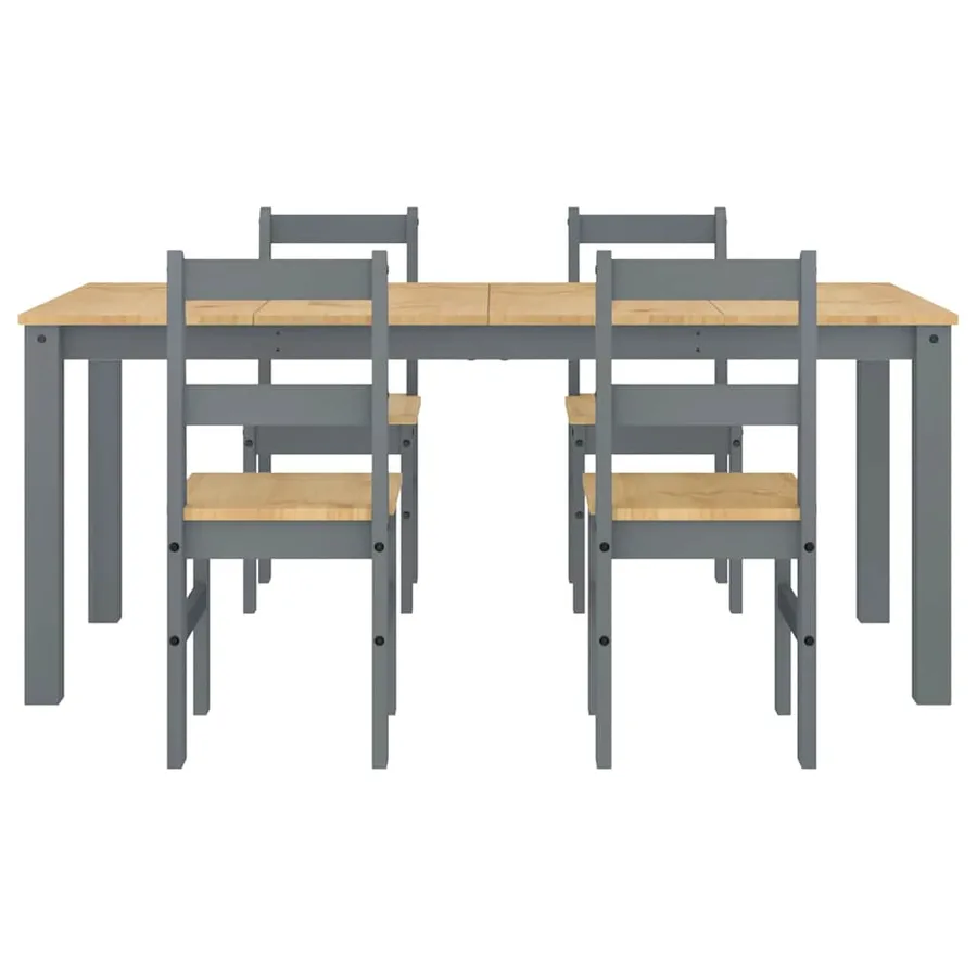 Ensemble à manger PANAMA 5 pcs gris bois de pin massif - 7